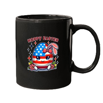 Discover Hoppy Easter - American Flag Easter Egg Bunny Ears Mugs