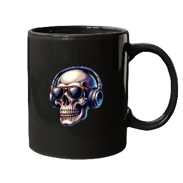 Discover skull wearing headphone Mugs