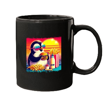 Discover Vintage Penguin in Retro Sunset Dining Mugs