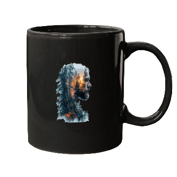 Discover Nature Silhouette Forest Man Fire Mugs
