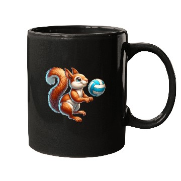 Discover Volleyball Player Squirrel Fun Animal Lover Mugs