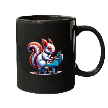 Discover Squirrel Nuts Animal Lover Playing Piano Design Mugs