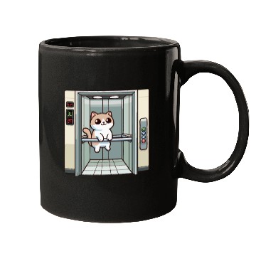 Discover Cat Using Elevator Mugs