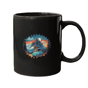 Discover Classic car with wonderful mountains background Mugs