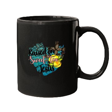 Discover raised on sweet tea and jesus Mugs