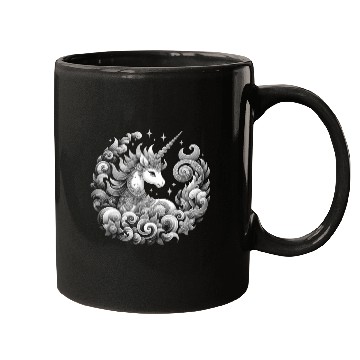 Discover A unicorn black and white with a delicate pattern. Mugs
