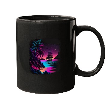 Discover Retro Sunset Sailboat Tropical Beach For a Mugs