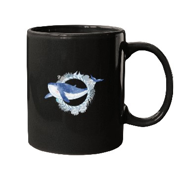Discover blue whale fish in coral reef in watercolor style Mugs