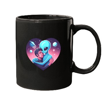 Discover Heartwarming Embrace: Human and Alien Mugs
