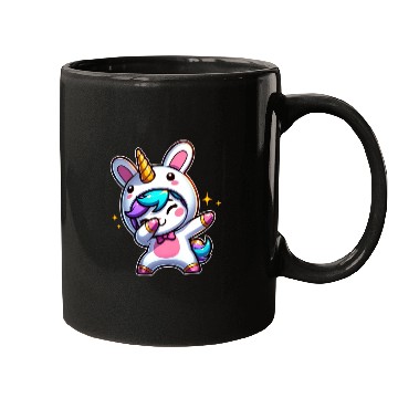 Discover Cute Kawaii Dabbing Unicorn Wearing Easter Bunny Mugs