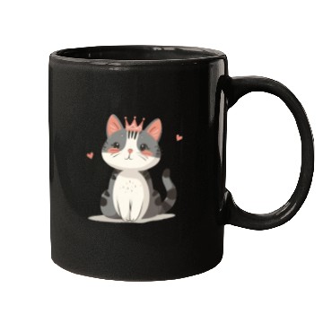 Discover Kawaii Cat Queen and Hearts Mugs