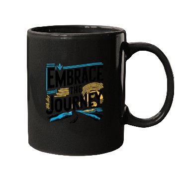 Discover Journey Embrace: Bold Typography Mugs