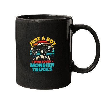 Discover Just A Boy Who Loves Monster Trucks Toddler Kids Mugs