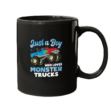 Discover Just A Boy Who Loves Monster Trucks Toddler Kids Mugs