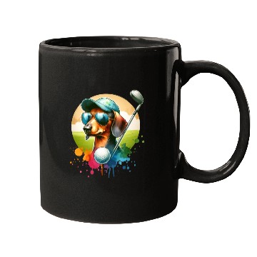 Discover Dachshund Golfer Golfing Wiener Dog Owner Design Mugs