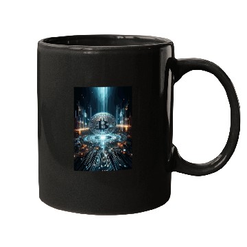 Discover Cyber Bitcoin Vortex - Futuristic Design Mugs