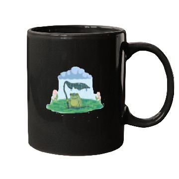 Discover Frog on a rainy day Mugs