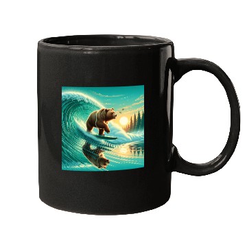 Discover Grizzly bear windsurfing Mugs
