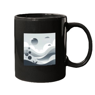 Discover "Tranquil Monochrome Horizon" Mugs