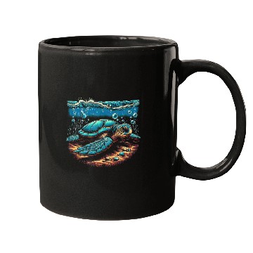 Discover turtle swimming on the seabed Mugs