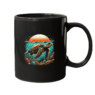 Discover turtle swimming on the seabed 2 Mugs