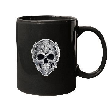Discover Mexican tribal silver metallic skull Mugs