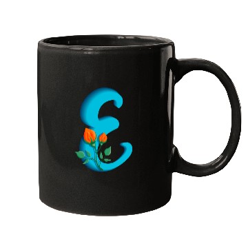 Discover Three dimensional capital letter E rose monogram Mugs