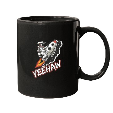 Discover Space Cowboy Riding a Rocket with Yeehaw Slogan Mugs