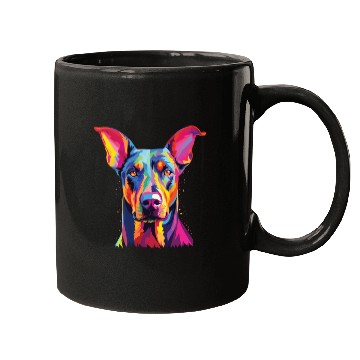 Discover Watercolor Colorful Doberman Pinscher Mugs