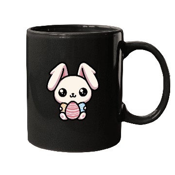 Discover Cute Kawaii chibi Easter Bunny With Eggs Mugs