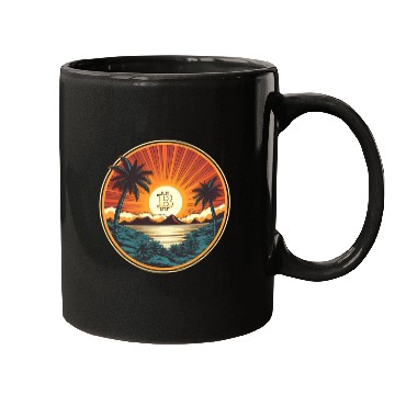 Discover Retro Beach Sunset Funny Crypto Blockchain Mugs