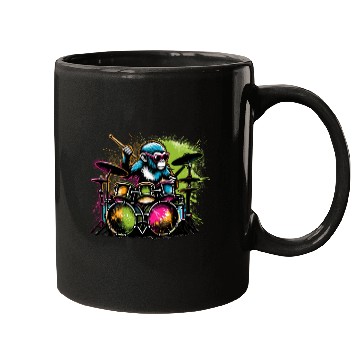 Discover Monkey Playing Drums Drum Drummer Drumming Mugs