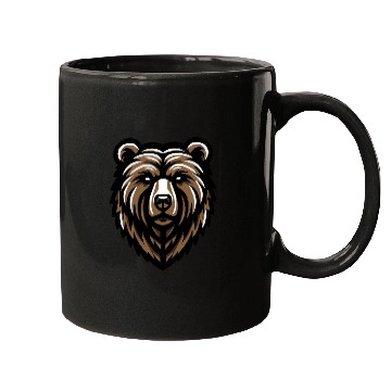 Discover Brown Grizzly Bear Head Design Mugs