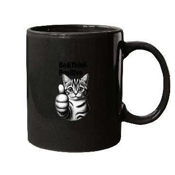 Discover Be&Think Positive Tabby Cat Mugs