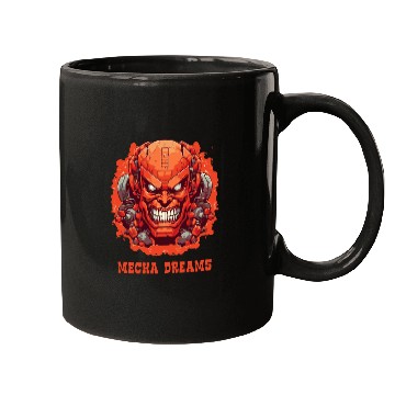 Discover MECHA DREAMS: Angry Cyborg Robot Face Mugs
