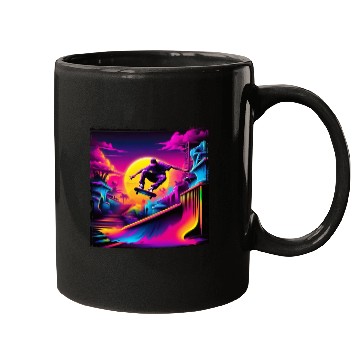 Discover AI Airbrushed Synthwave Skate Scene Mugs