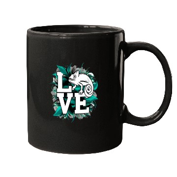 Discover Chameleon Lizard Love Green Teal Text Design Mugs