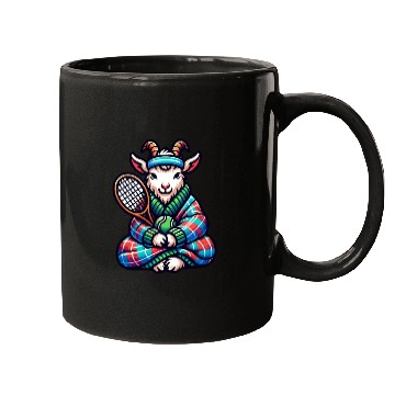 Discover Goat Tennis Player On Court Racket Match Design Mugs