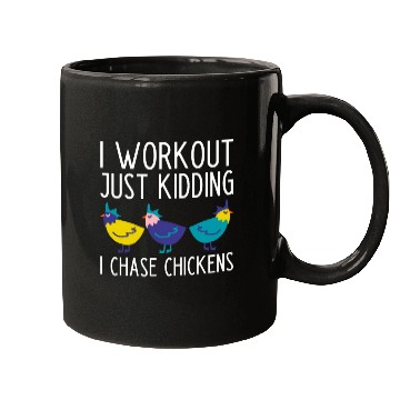 Discover Funny Chasing Chickens Farmer Slogan Mugs