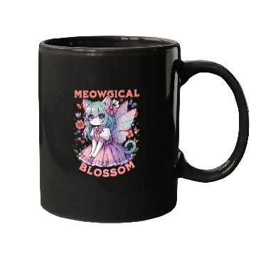 Discover Meowgical Blossom Enchanting Fairycore Cat Fantasy Mugs