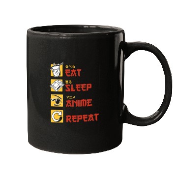 Discover eat sleep anime repeat funny manga Mugs