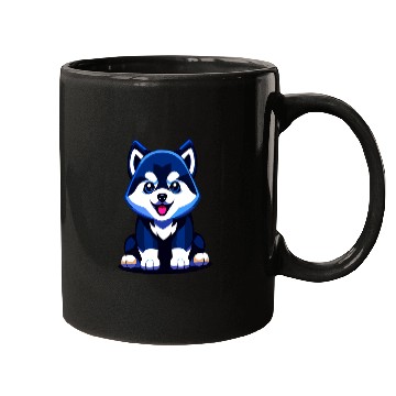 Discover Cute Husky Puppy Illustration Mugs