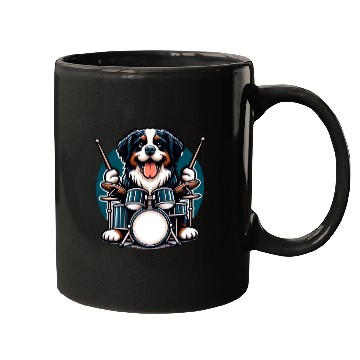 Discover Cool Bernese Mountain Dog Drummer Design Mugs