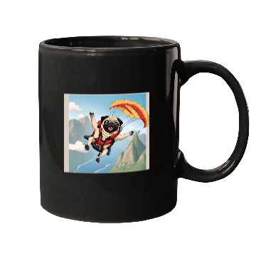 Discover A pug skydiving Mugs