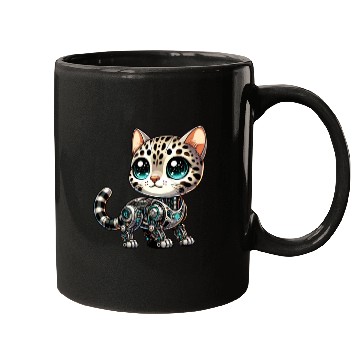 Discover Bengal Cat Robot Cyborg Cartoon Mugs