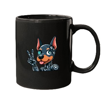 Discover Cyborg Doberman Robot Dog Futuristic Design Mugs