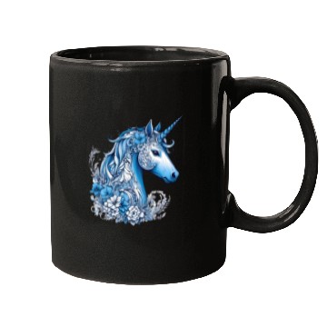 Discover Abstract blue unicorn Mugs
