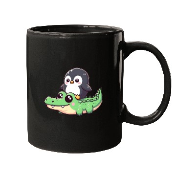 Discover Penguin on crocodile safar Mugs