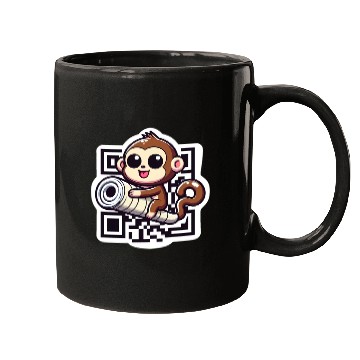 Discover Curious Monkey with QR Code Mugs