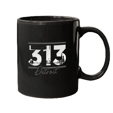 Discover Detroit 313 Area Code Skyline Michigan Mugs